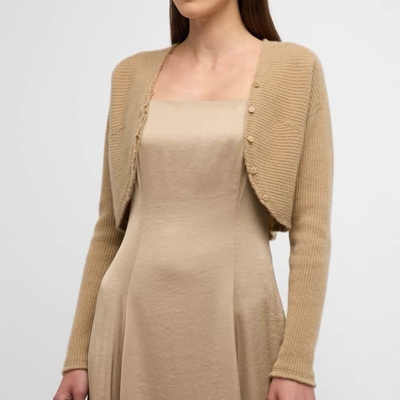 Vince Wool-Cashmere Raw-Edge Bolero in Cashew Size S - Picture 1 of 12